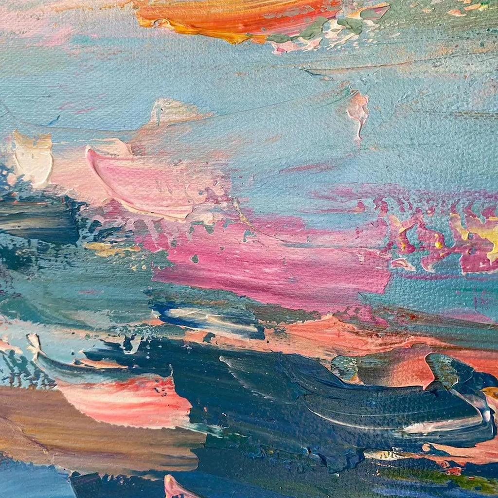 SAILING AT SUNSET: Textured Sailboats Gliding Tranquil Sea Vibrant Canvas