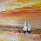 SAILING AT SUNSET: Textured Sailboats Gliding Tranquil Sea Vibrant Canvas