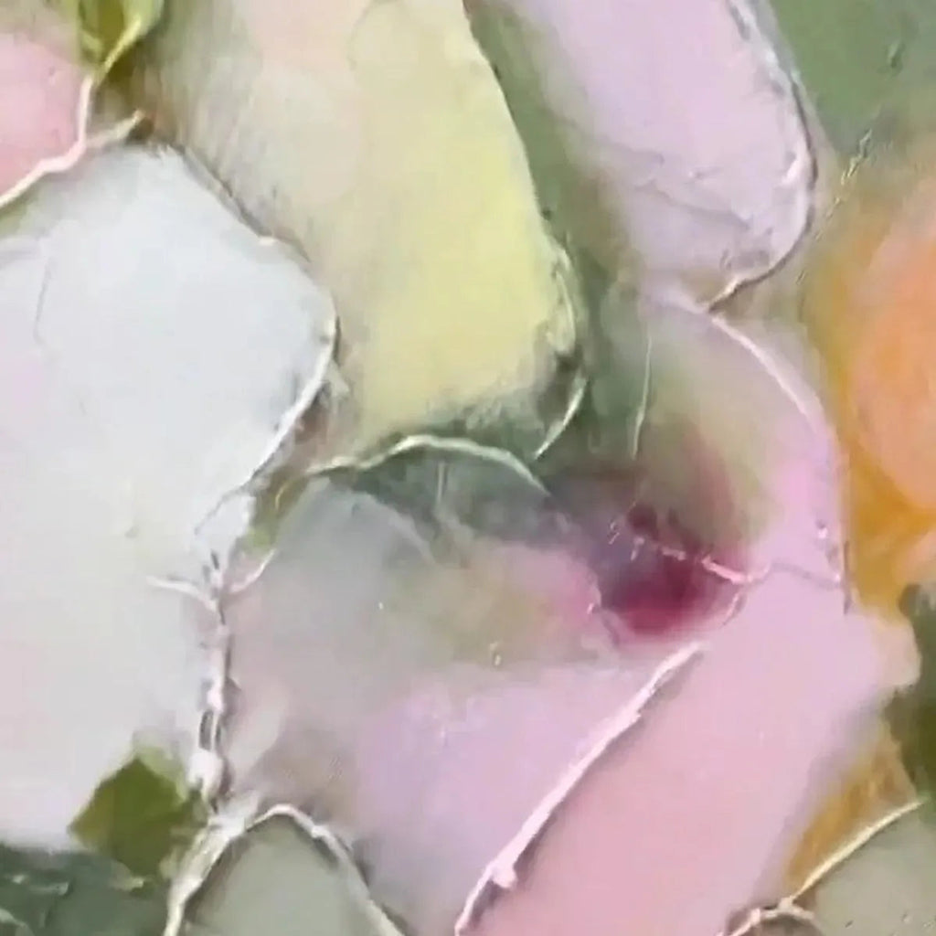 BLUSHING BLOOMS: Textured Abstract Pastel Dreamy Floral Canvas
