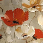 CRIMSON FIELDS: Red White Floral Oil Painting