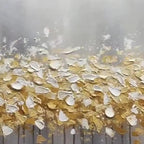 GOLDEN DRIZZLE: Textured Delicate Gold Drizzle Panoramic Canvas