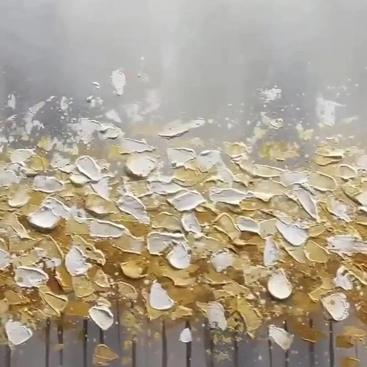 GOLDEN DRIZZLE: Textured Delicate Gold Drizzle Panoramic Canvas