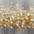 GOLDEN DRIZZLE: Textured Delicate Gold Drizzle Panoramic Canvas