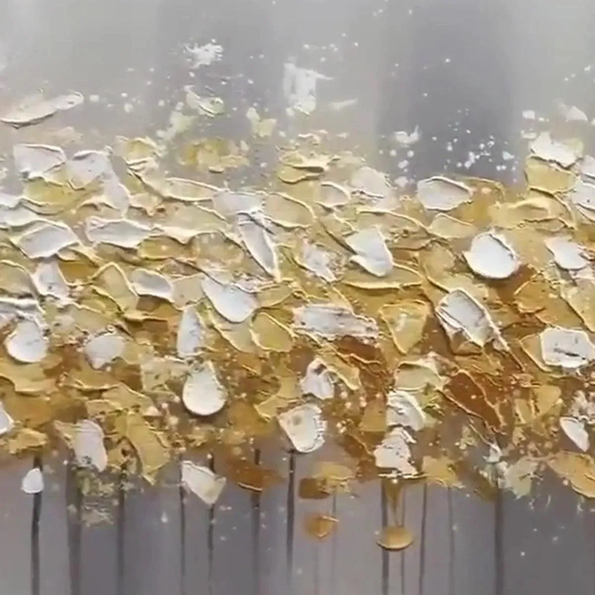 GOLDEN DRIZZLE: Textured Delicate Gold Drizzle Panoramic Canvas