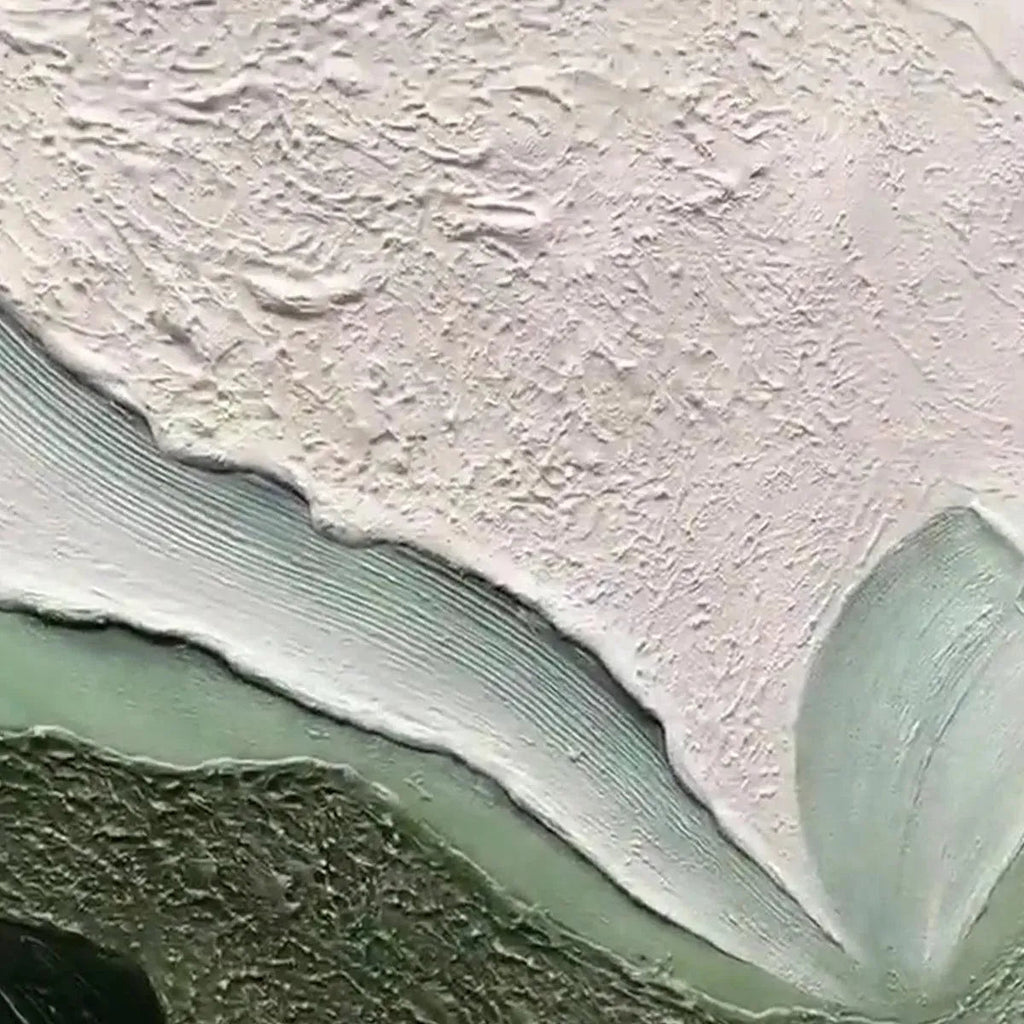 EMERALD FLOW: Flowing Green White Textured Panoramic Abstract Canvas