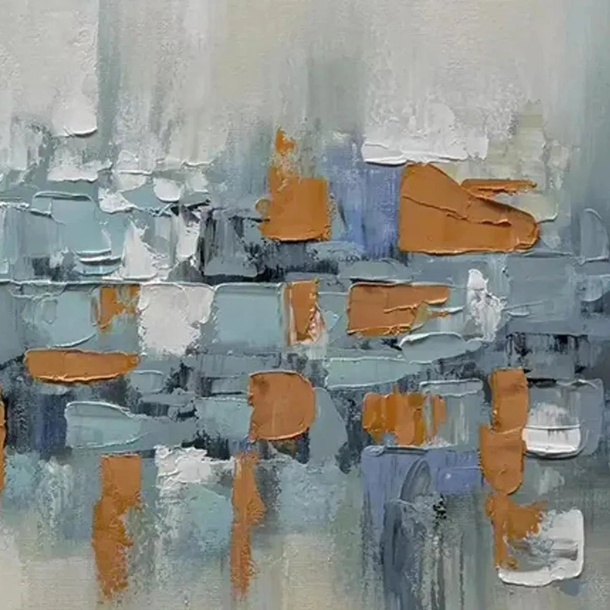 URBAN ABSTRACT: Textured Impasto Dynamic Cityscape Panoramic Canvas