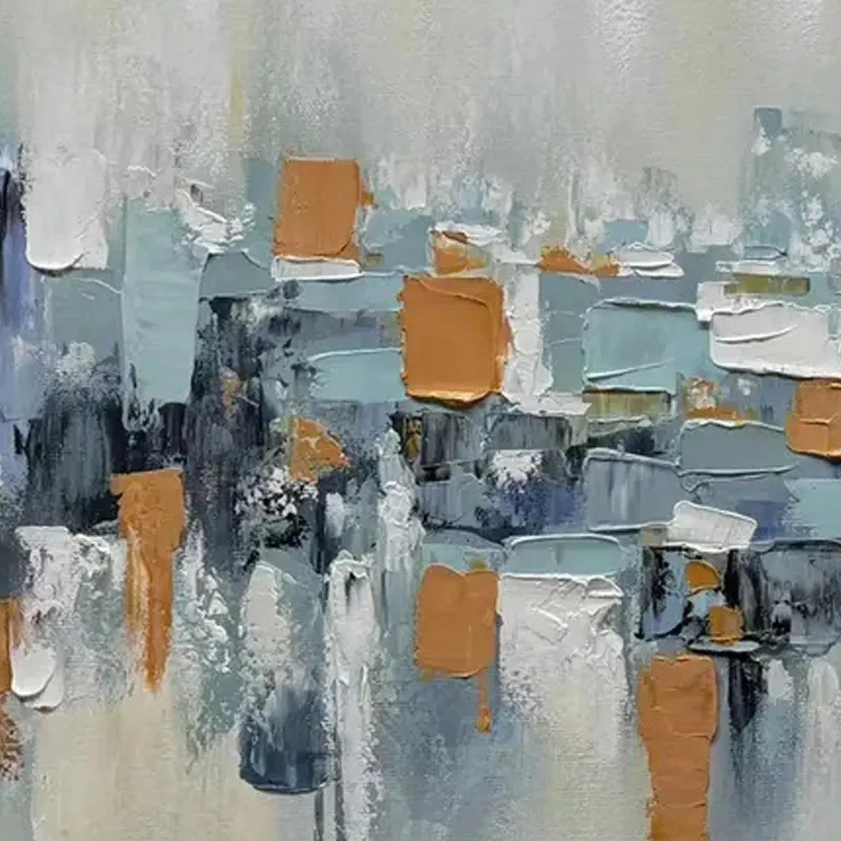 URBAN ABSTRACT: Textured Impasto Dynamic Cityscape Panoramic Canvas