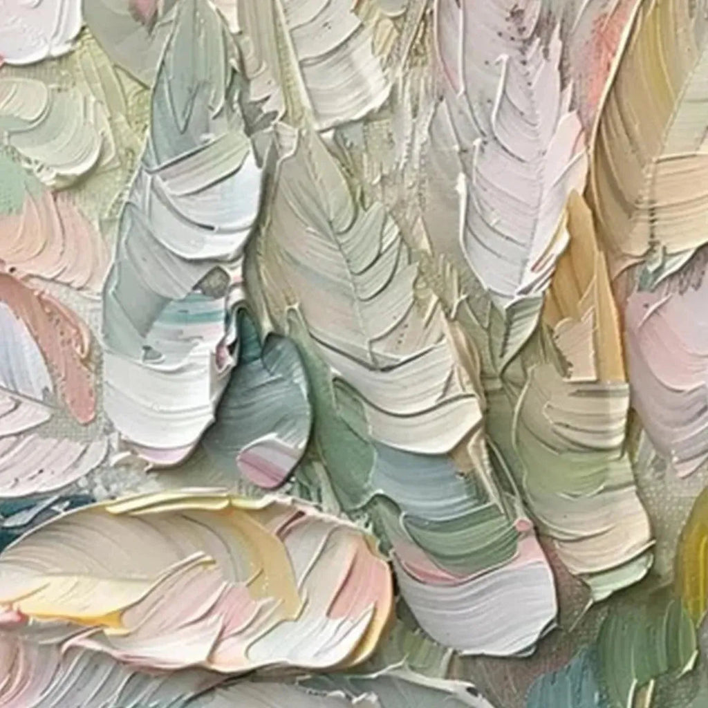 PASTEL FEATHERS: Textured Impasto Dreamy Soft Pastel Hues Canvas
