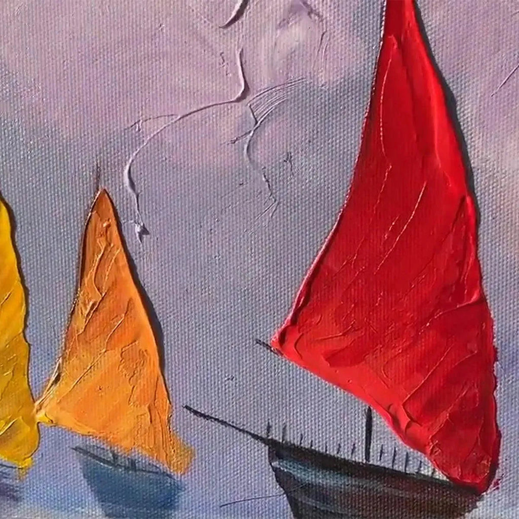 REGATTA: Textured Sailboat Painting Panoramic Canvas Coastal Wall Art