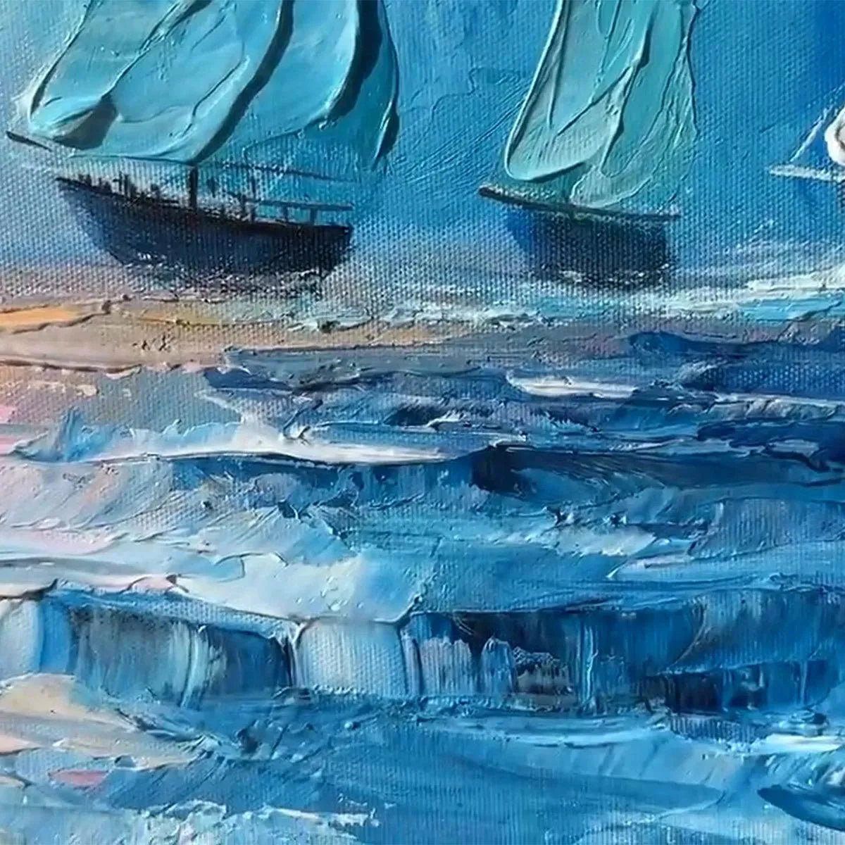 REGATTA: Textured Sailboat Painting Panoramic Canvas Coastal Wall Art