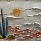 DESERT SUNRISE: Textured Impasto Minimalist Desert Landscape Canvas