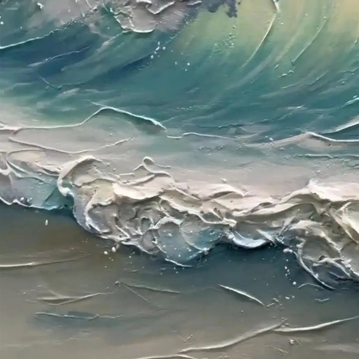 OCEANS EMBRACE:Textured Impasto Crashing Wave Canvas