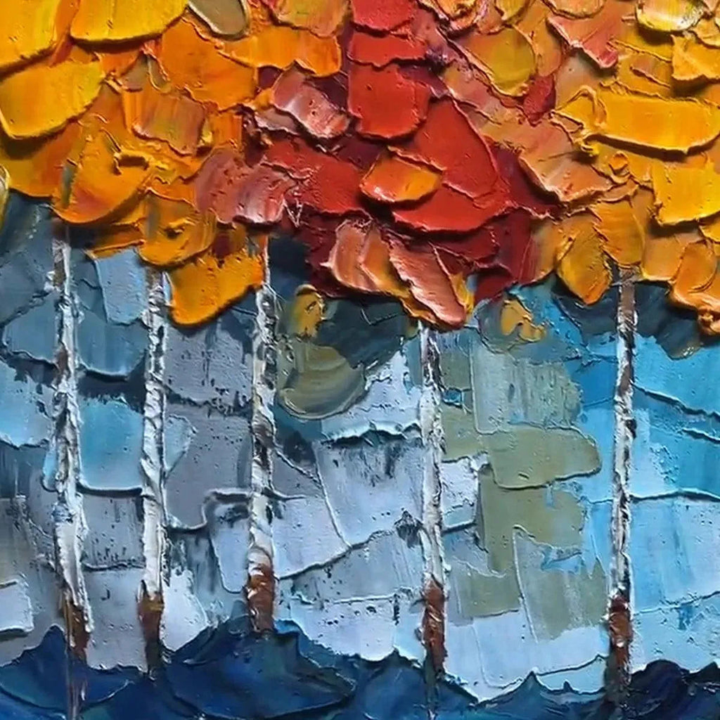 GOLDEN ASPEN: Impasto Aspen Forest Golden Autumn Textured Canvas