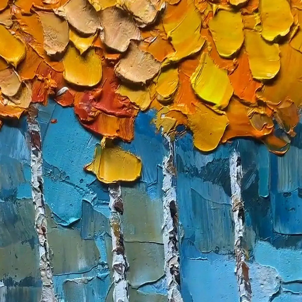 GOLDEN ASPEN: Impasto Aspen Forest Golden Autumn Textured Canvas