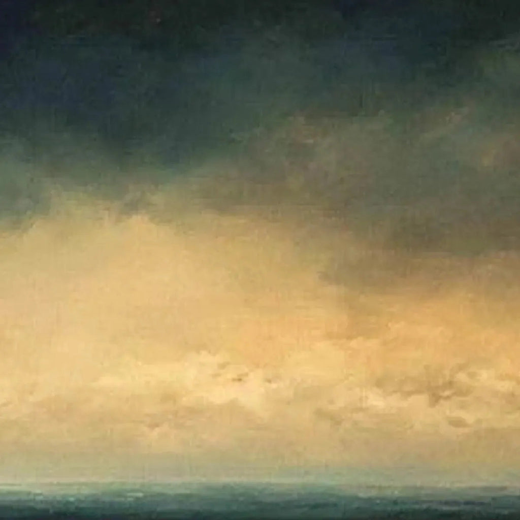 GOLDEN CLOUDS PANORAMIC: Soft Golden Sky Calm Seascape Canvas