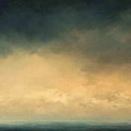 GOLDEN CLOUDS PANORAMIC: Soft Golden Sky Calm Seascape Canvas