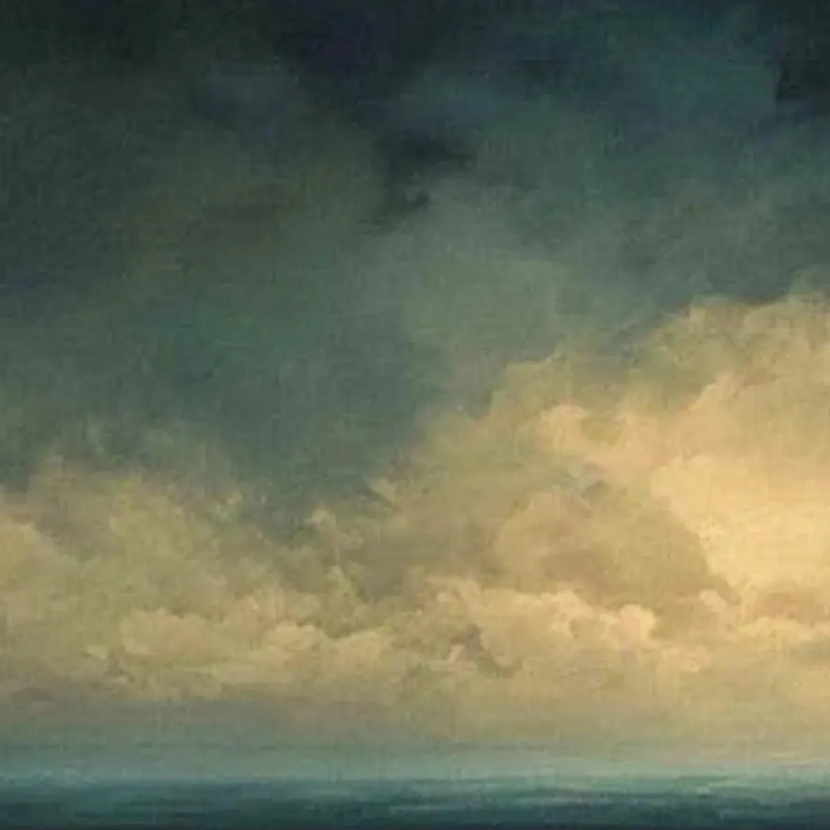 GOLDEN CLOUDS PANORAMIC: Soft Golden Sky Calm Seascape Canvas