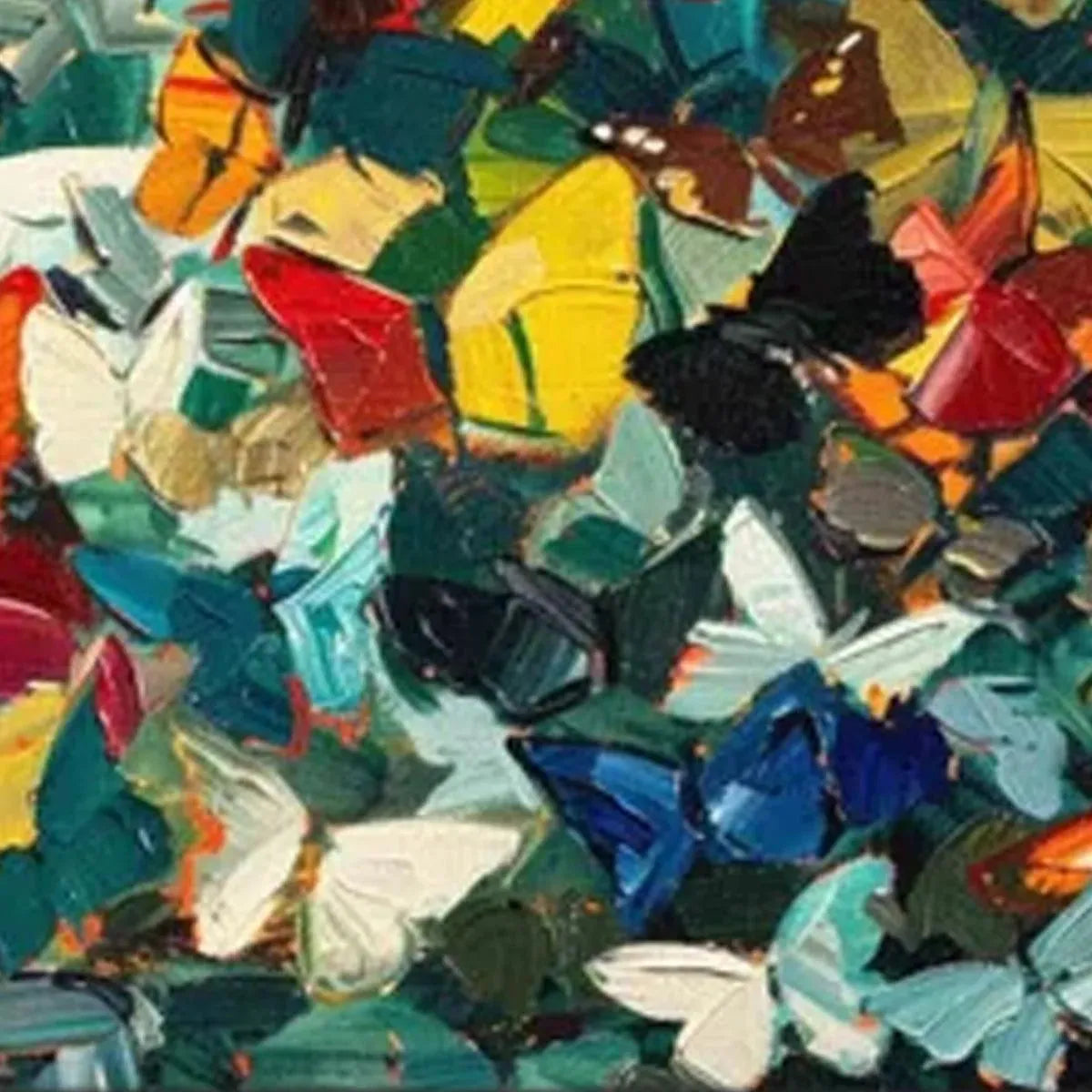 BUTTERFLY WHIRLWIND : Impasto Colorful Swarm Dynamic Canvas