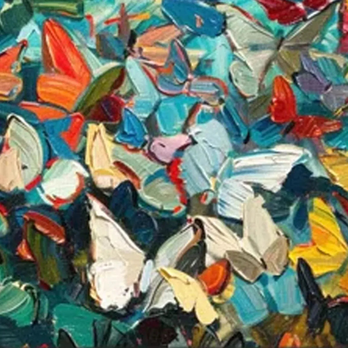 BUTTERFLY WHIRLWIND : Impasto Colorful Swarm Dynamic Canvas