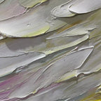 Close-up detail of "Pastel Dream" by Isabella Rossi: Textured impasto painting in soft pastel hues for modern art.