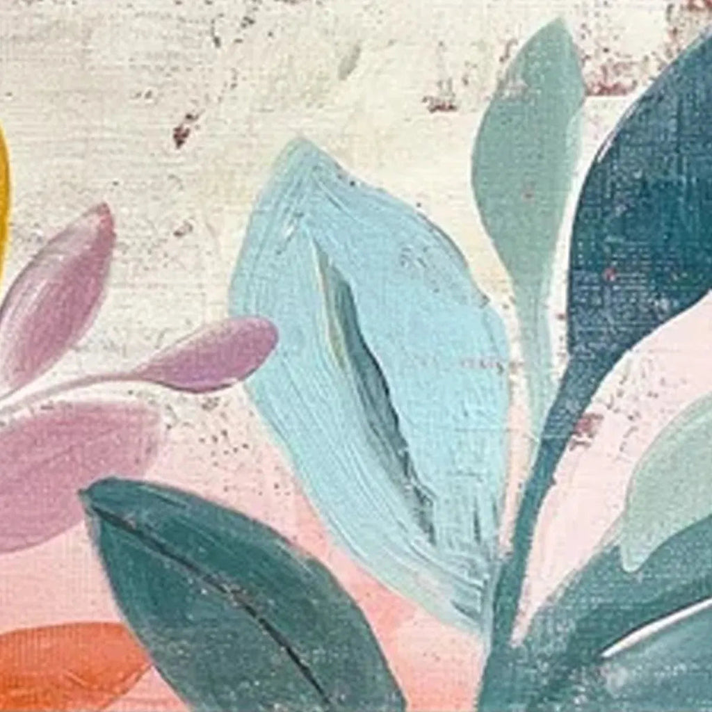PASTEL BOTANICAL PANORAMIC: Soft Pastel Stylized Floral Canvas