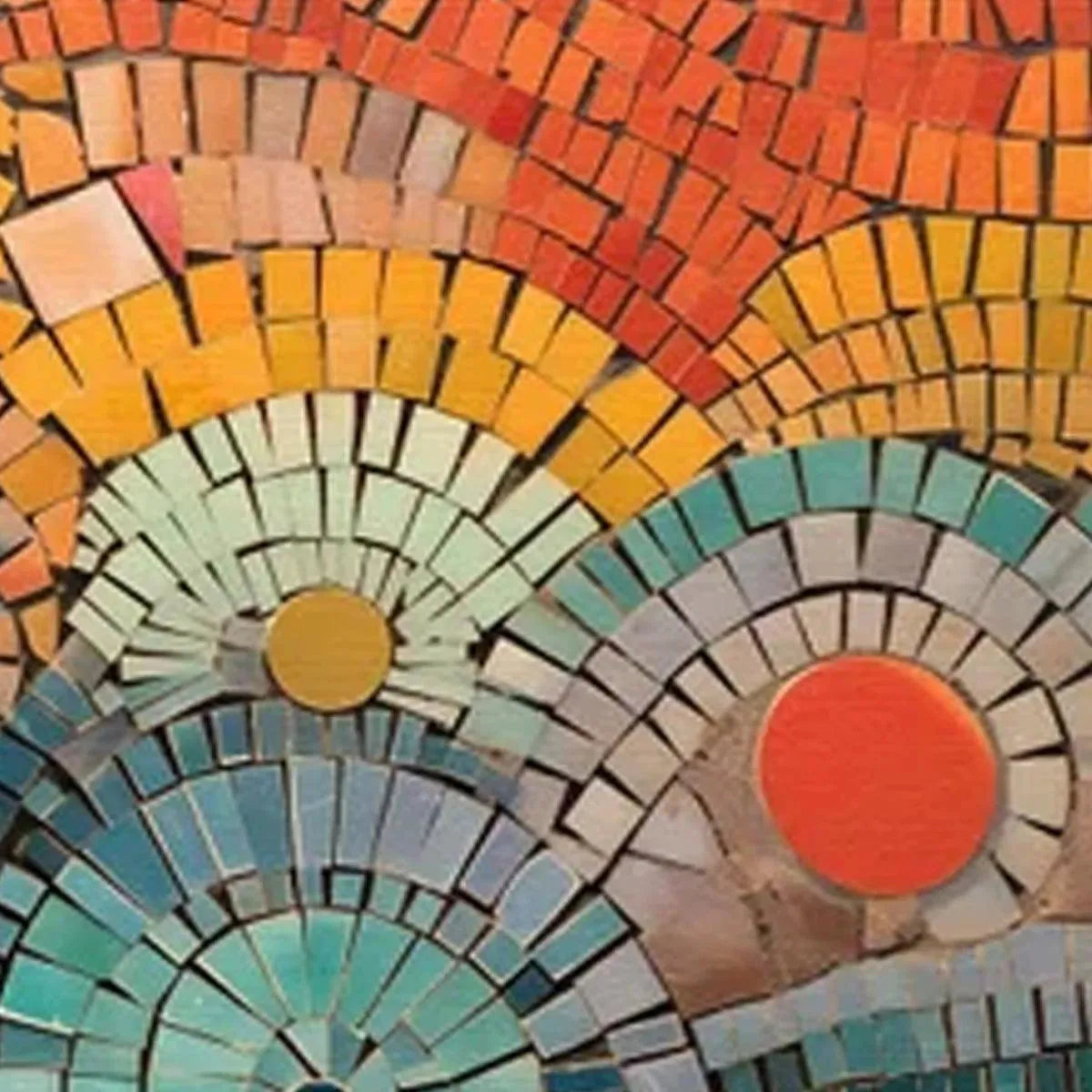 MOSAIC SUNSET PANORAMIC: Warm Earthy Tones Intricate Mosaic Canvas