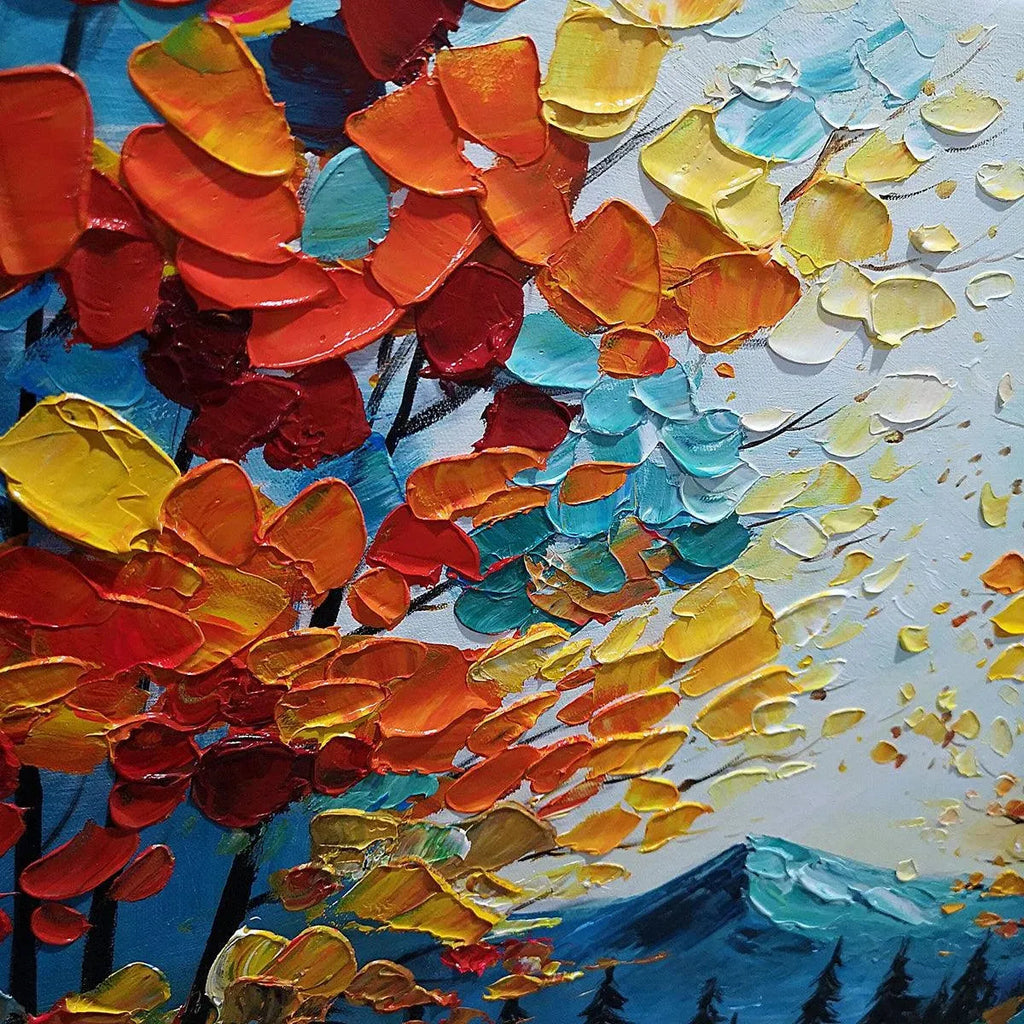 AUTUMN VIBES: Colorful Forest Leaves And Majestic Mountain Backdrop Canvas