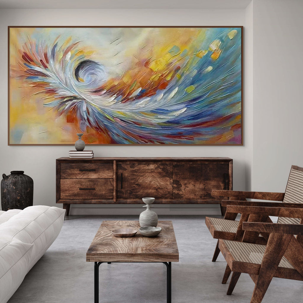 ABSTRACT SWIRL: Textured Colorful Abstract Wall Art Large Canvas Oil Painting
