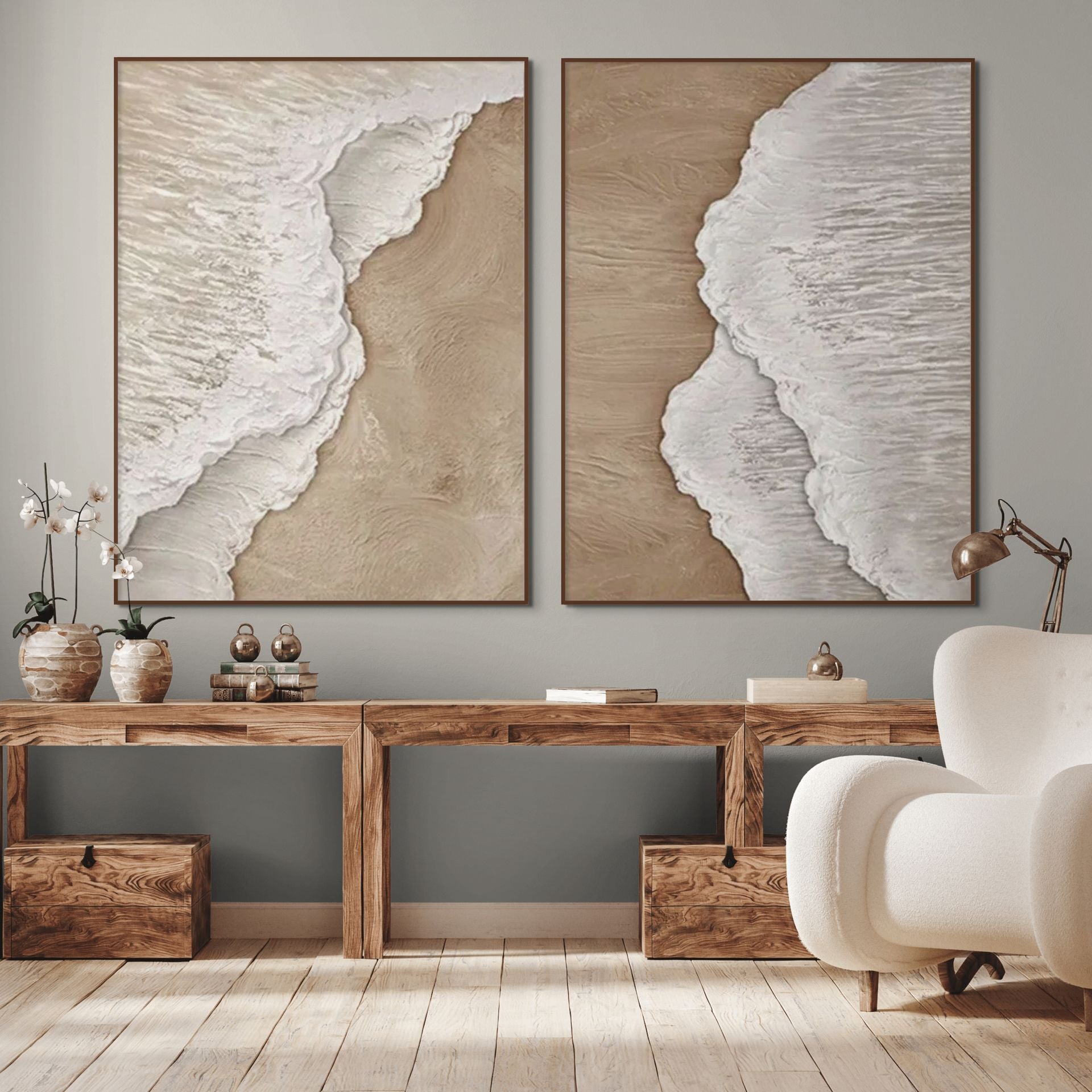 COASTAL RHYTHM: Wabi Sabi Beach Wall Art Set of 2
