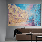 AEGEAN PASSAGE: Impasto Sunlit Archway Blue Shadow Canvas