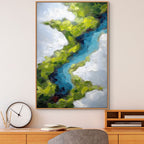 AERIAL REVERIE: Palette Knife Impasto Vibrant River Canvas