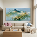 ALPINE BLOOM: Impasto Snow Kissed Peaks  Wildflowers Canvas