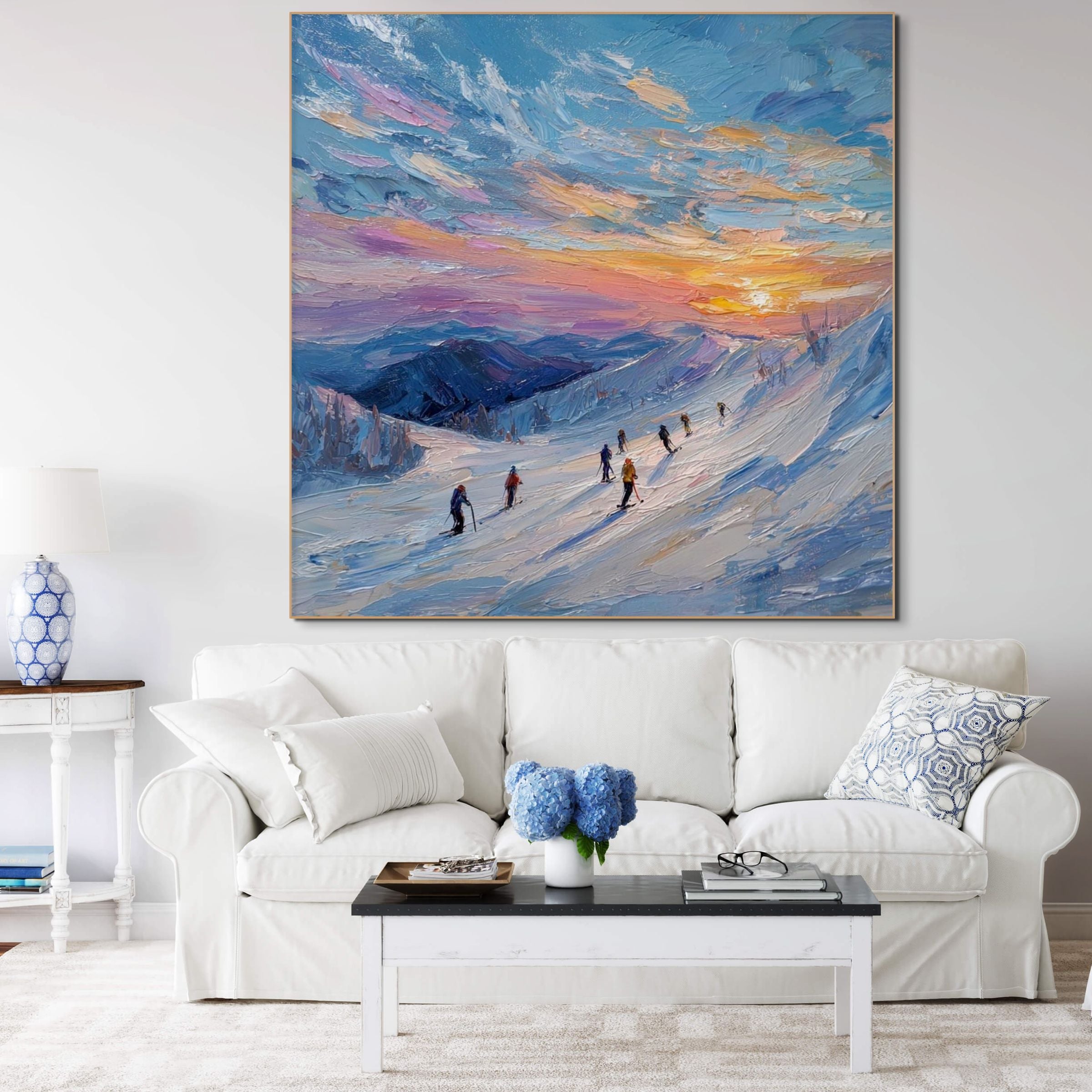 ALPINE GLOW: Textured Mountain Landscape Painting with Palette Knife Technique