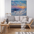 ALPINE GLOW: Textured Mountain Landscape Painting with Palette Knife Technique