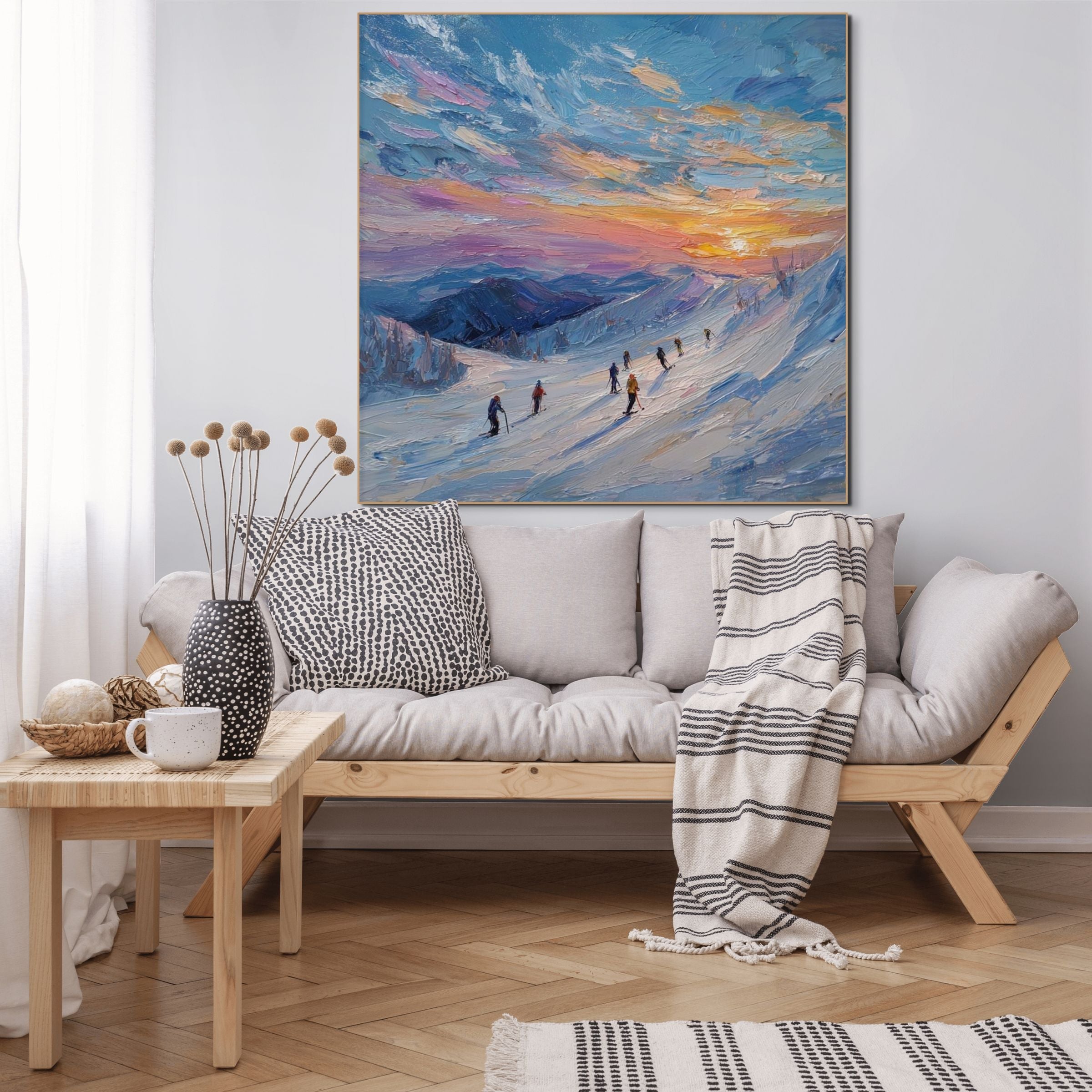 ALPINE GLOW: Textured Mountain Landscape Painting with Palette Knife Technique