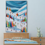 ALPINE RUSH: Vibrant Textured Ski Wall Art Canvas Mountain Decor