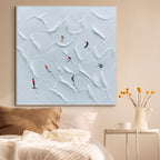 ALPINE SKI: Textured Skiing Painting Winter Sports Square Canvas Wall Art