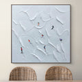 ALPINE SKI: Textured Skiing Painting Winter Sports Square Canvas Wall Art