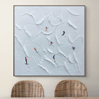 ALPINE SKI: Textured Skiing Painting Winter Sports Square Canvas Wall Art