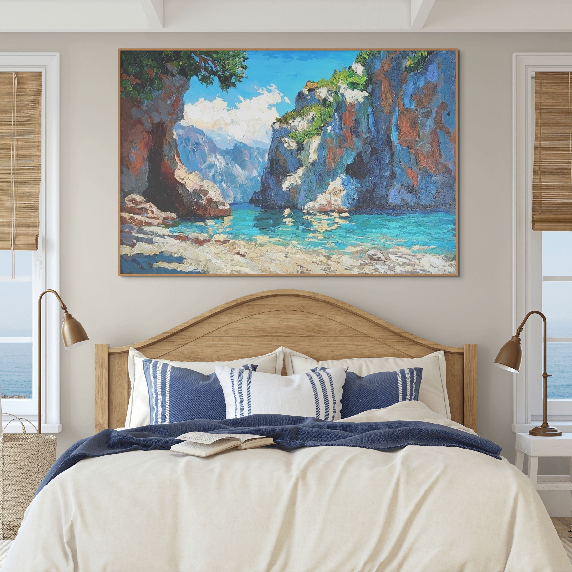 AMALFI COVE: Impasto Luminous Cliffs Hidden Mediterranean Canvas