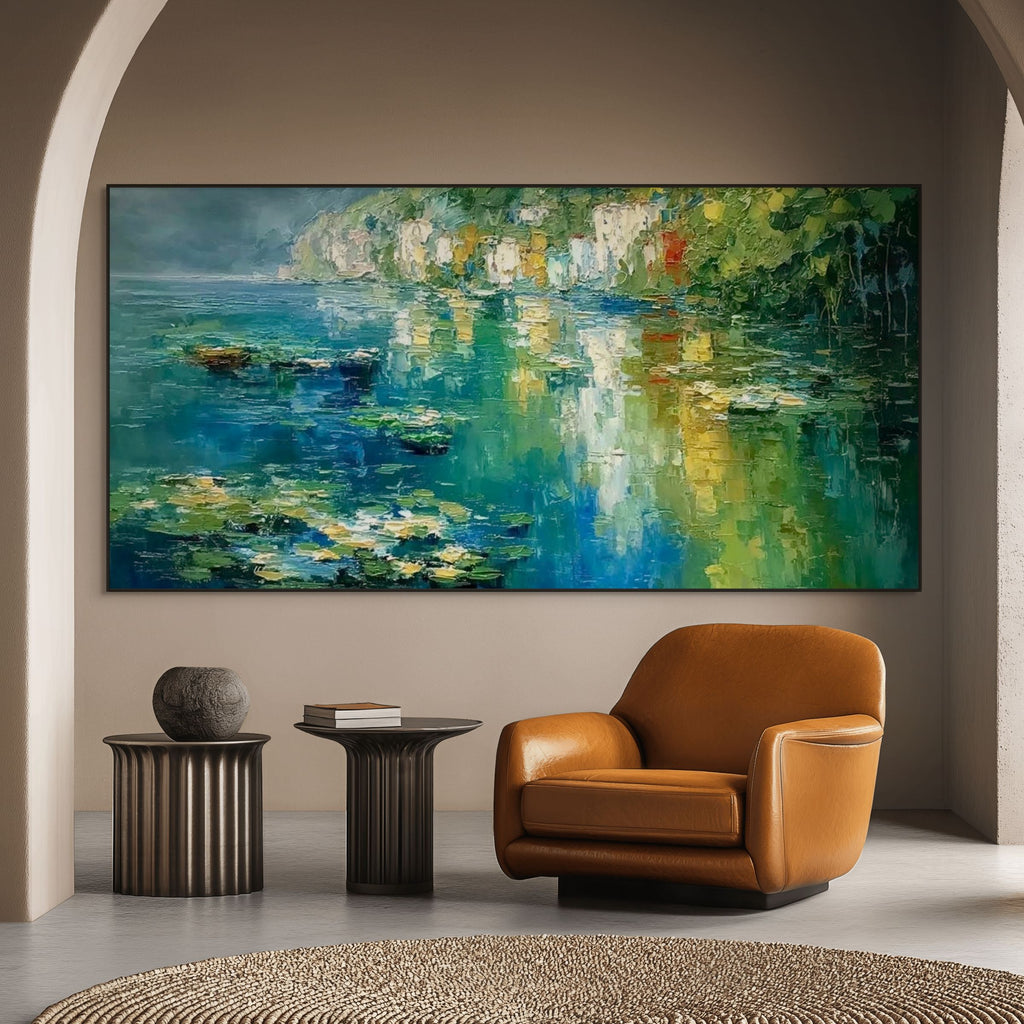 AMALFI REFLECTIONS:Impasto Colorful Italian Water Mirror Canvas