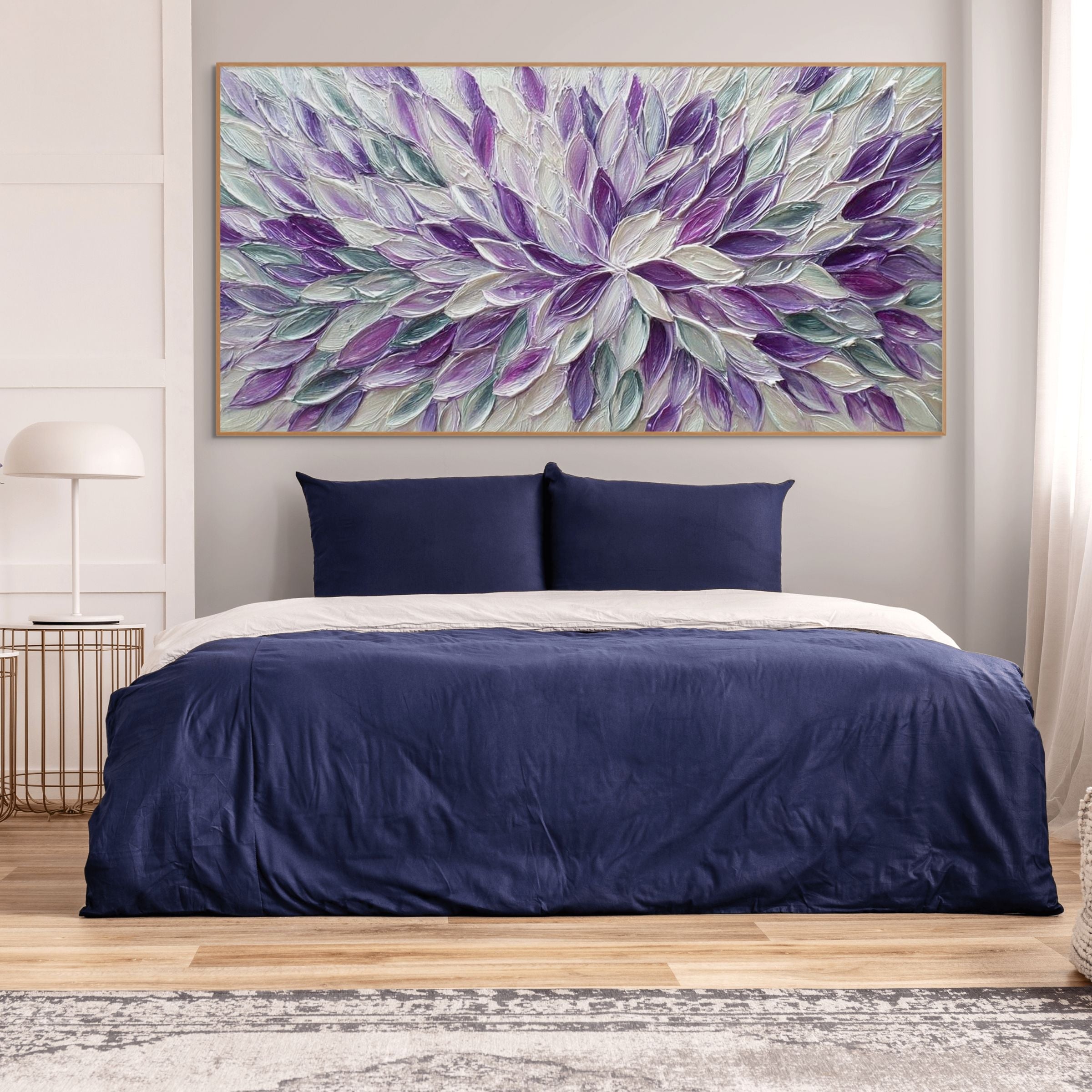 AMETHYST BLOOM:Impasto Vibrant Purples Floral Explosion Canvas