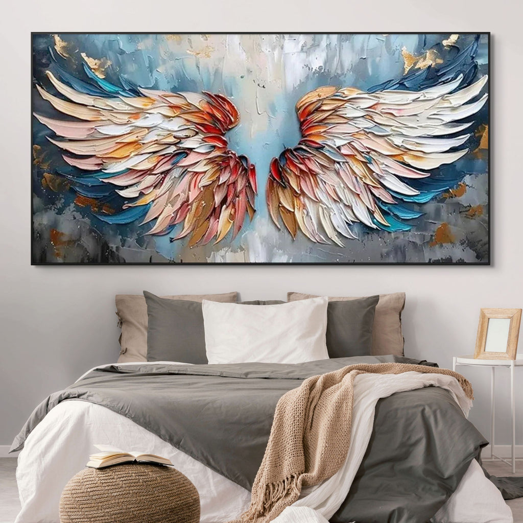ANGEL WINGS: Textured Impasto Vibrant Angel Wings Canvas