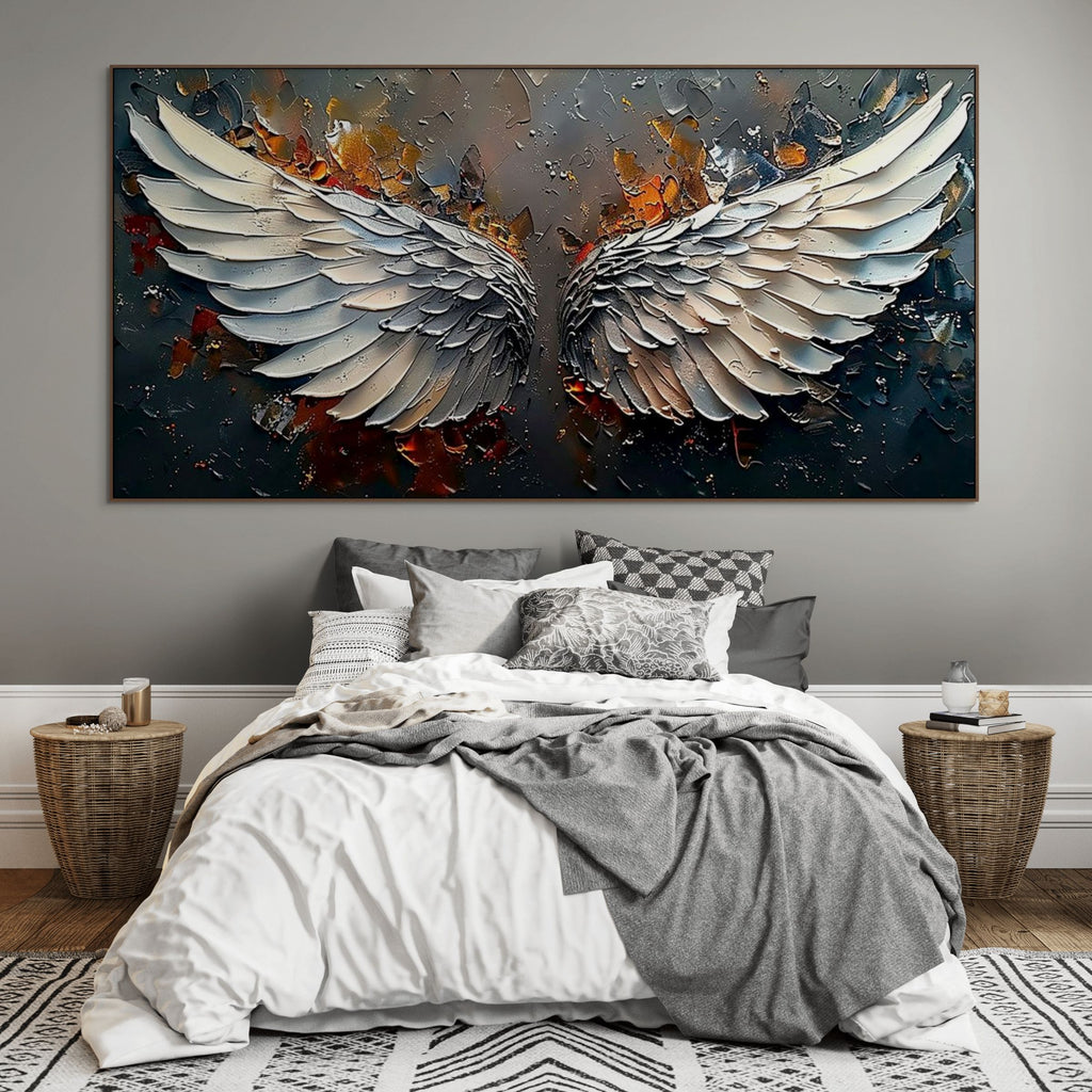 ANGELIC WINGS: Textured Dramatic Angel Wings Canvas
