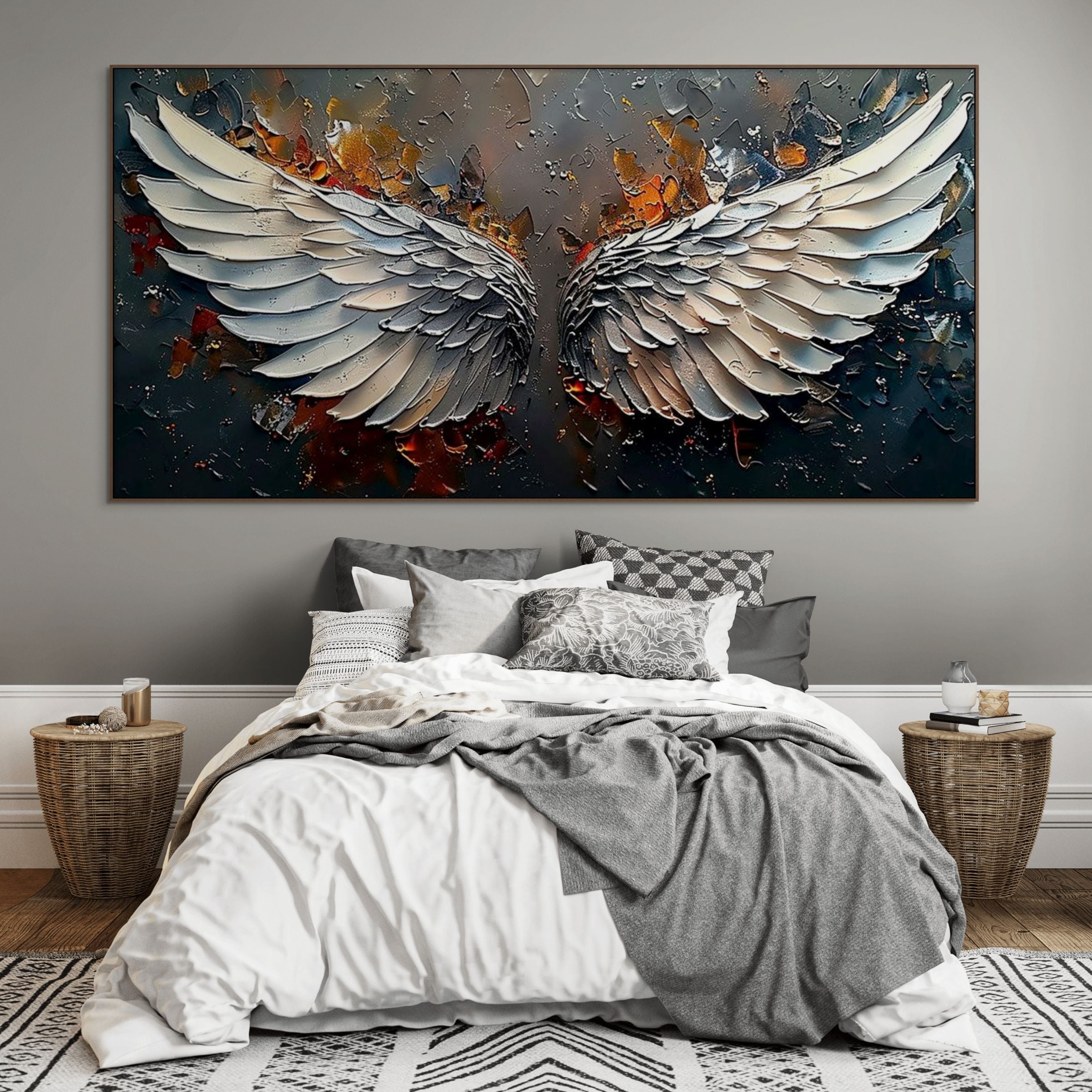 ANGELIC WINGS: Textured Dramatic Angel Wings Canvas