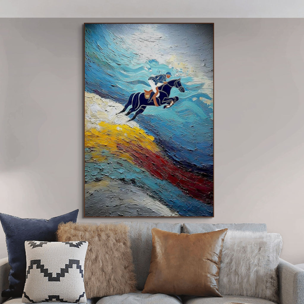 APEX JUMP: Dynamic Textured Equestrian Art Horse Jumping Peak Power