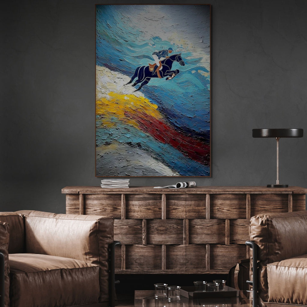 APEX JUMP: Dynamic Textured Equestrian Art Horse Jumping Peak Power