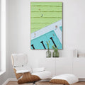 AQUA PROMENADE: Minimalist Poolside Wall Art Modern Geometric Painting