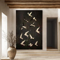 ASCENSION: Beaded Bird Mixed Media Art Textured Black Canvas