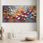 AUTUMN'S BURST: Colorful Autumn Leaves Painting with Textured Abstract Style
